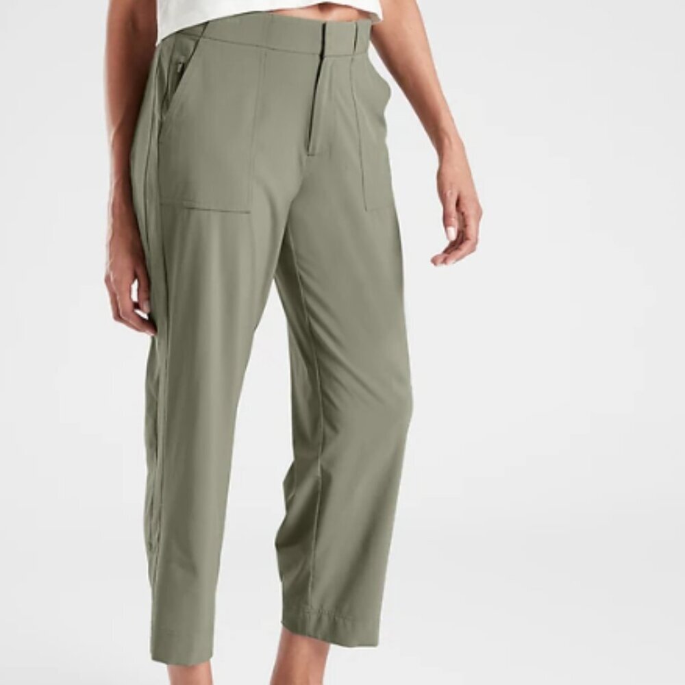 Women's Athleta Tribeca Crop Utility Pant Olive Buttery Soft Fabric